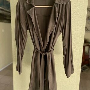Forever 21 khaki Olive Green  Long Shawl-Collar Robe with Self Tie